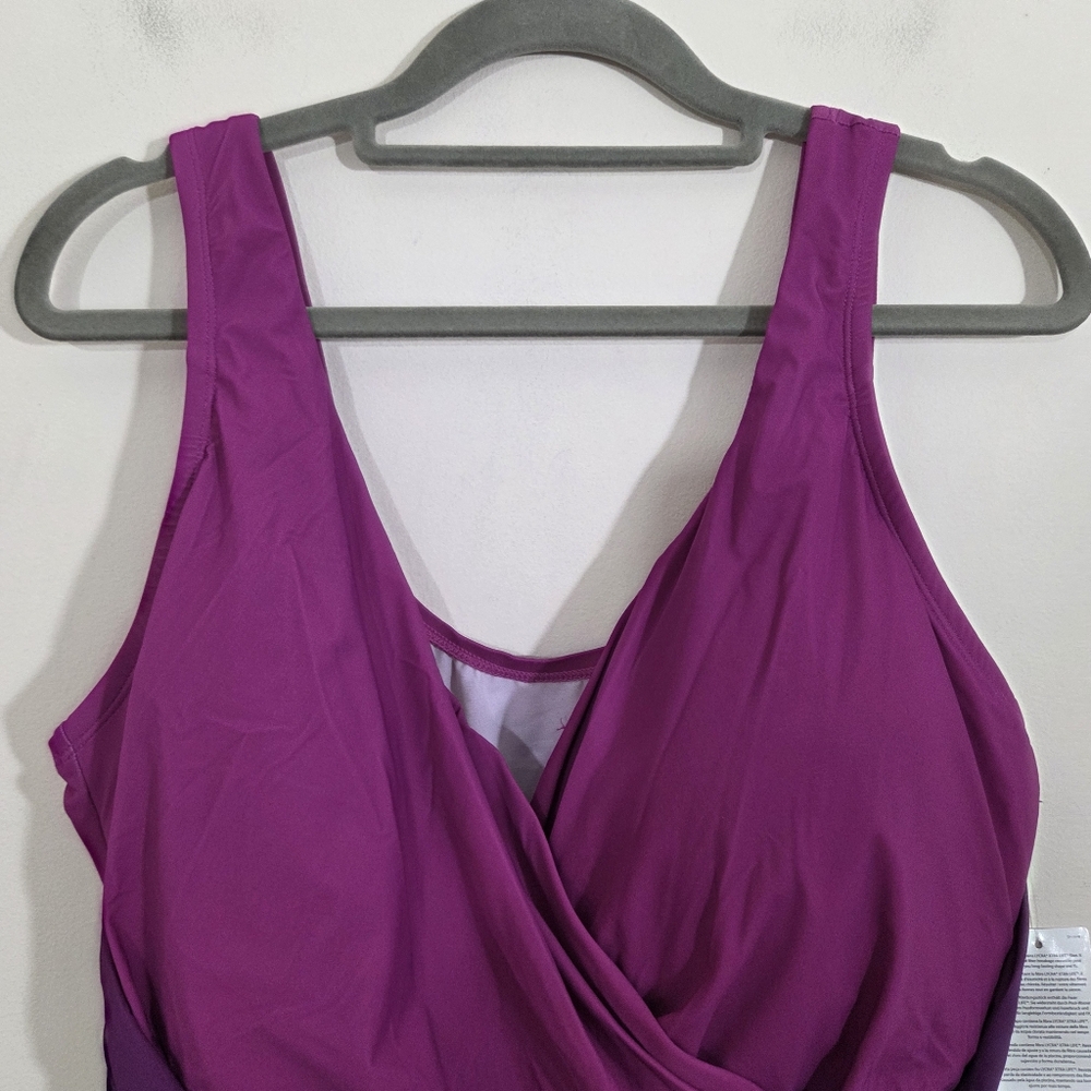 NWT Lands End SlenderSuit Swimsuit One Piece Ombre Purple Size 18W DDD F Shaping - Picture 5 of 11